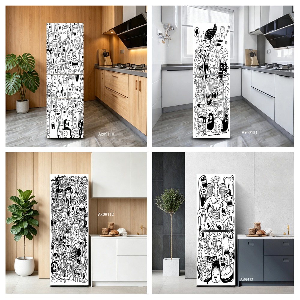 Black‑White Line Art Doodle Mo - Full Cover Adhesive review and price
